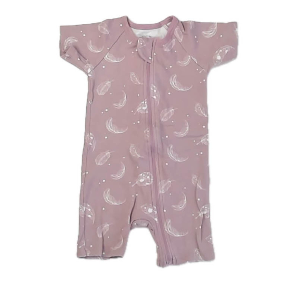 Owlivia Girls Mauve Feathers 1-piece Non-footed Pajamas size: 9-12 Months